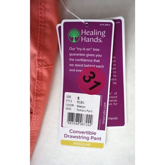 Healing Hands 9181 Women's Sz S Melon Convertible Drawstring Tamara Scrub Pants - Picture 5 of 12